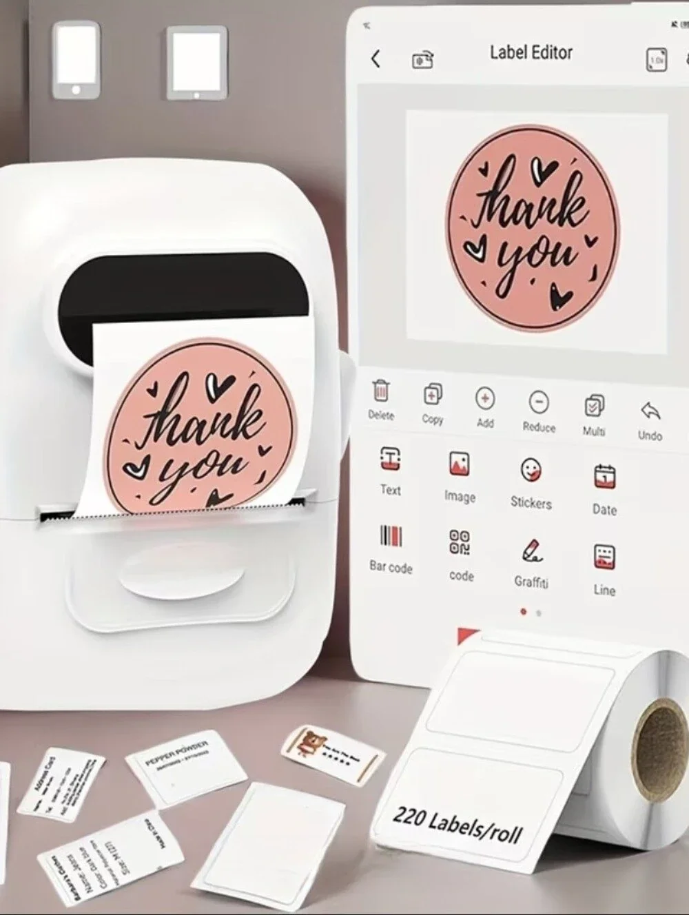 MARK LIFE White Thermal Label Printer Kit, with Labels, Sealed, NEW